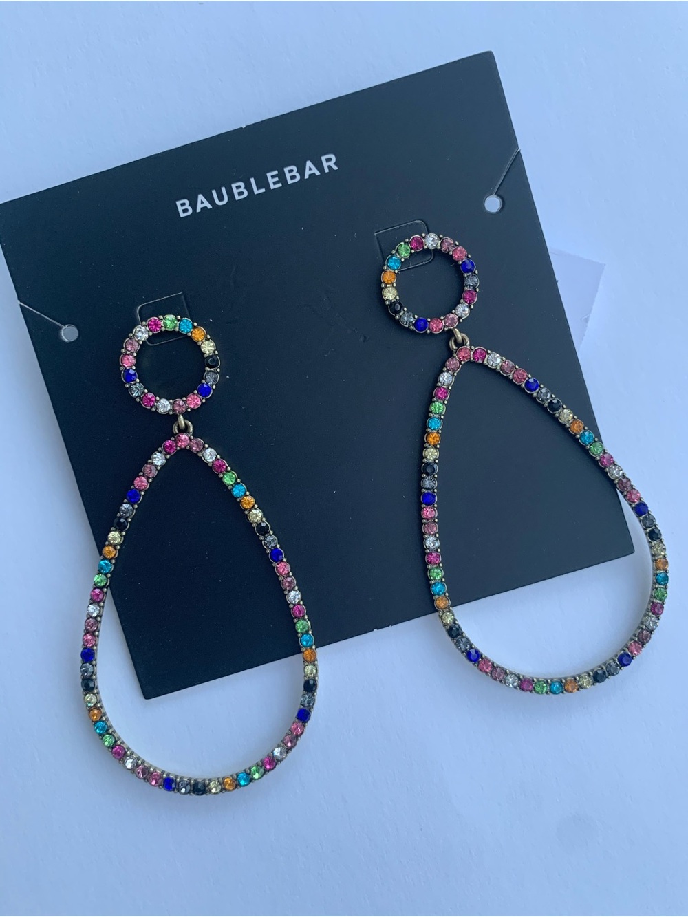 BaubleBar Multicolor Crystal Teardrop Hoop Earrings